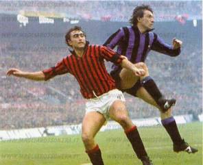 EGIDIO CALLONI e GIAMPIERO MARINI. novembre 1976 MILAN Inter 1-1